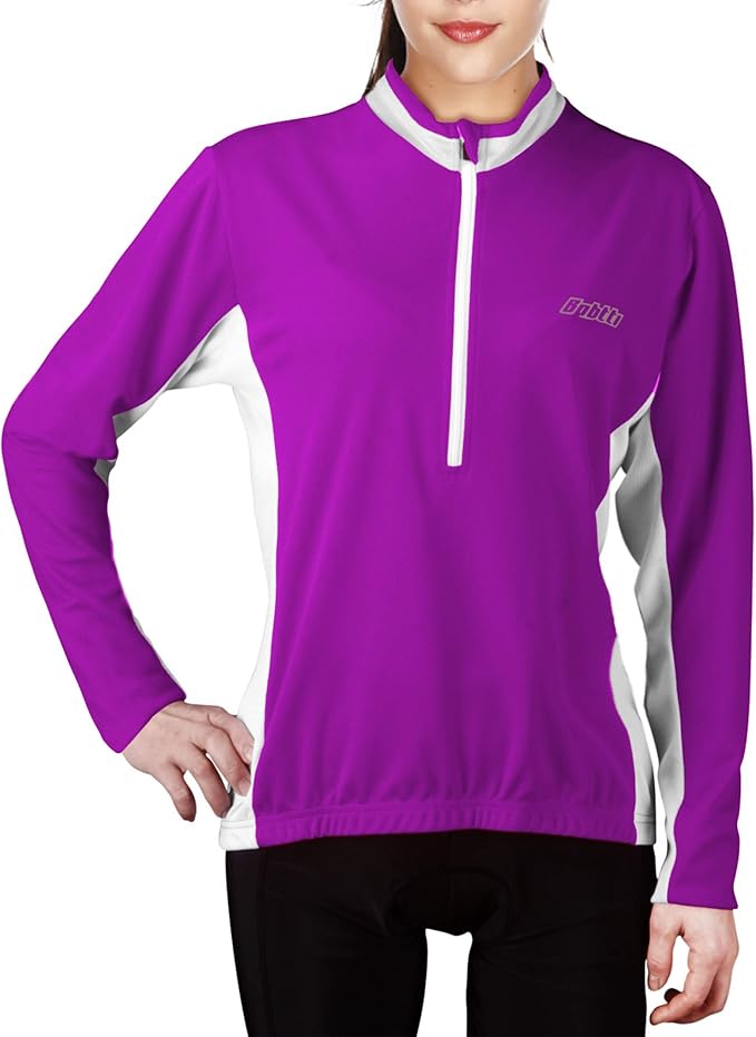 bpbtti 女士自行车长袖运动衫,带有 3 个后口袋 - 吸湿排汗,透气,速干