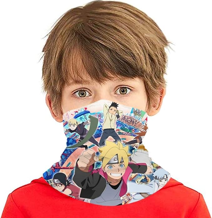 itupzii火影忍者动漫儿童颈套儿童夏季面部覆盖适合男孩女孩儿童头巾