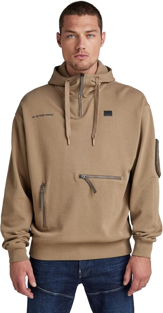 g-star raw 男士半拉链宽松连帽套头衫