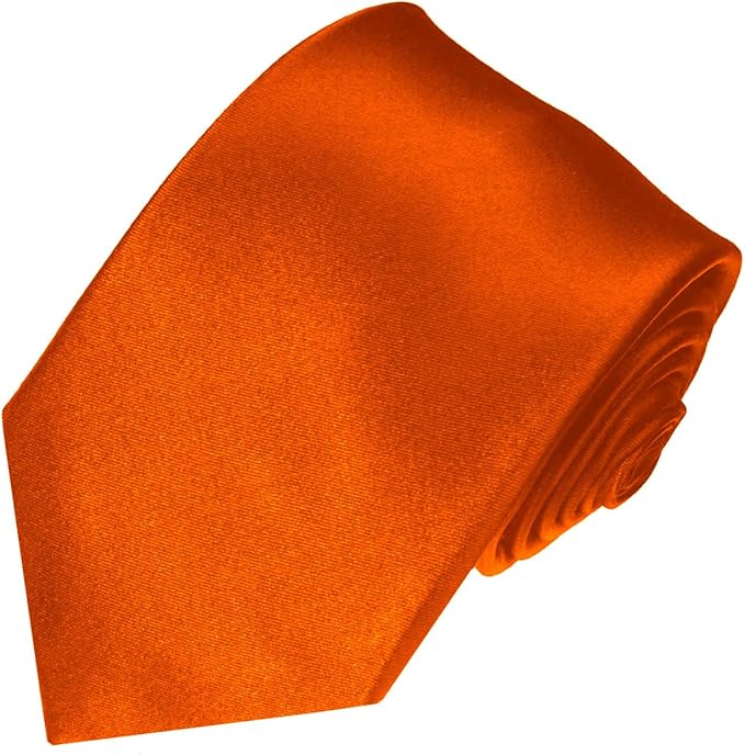 lorenzocana奢华意大利真丝领带超长xxl橙色纯色编织领带8436499