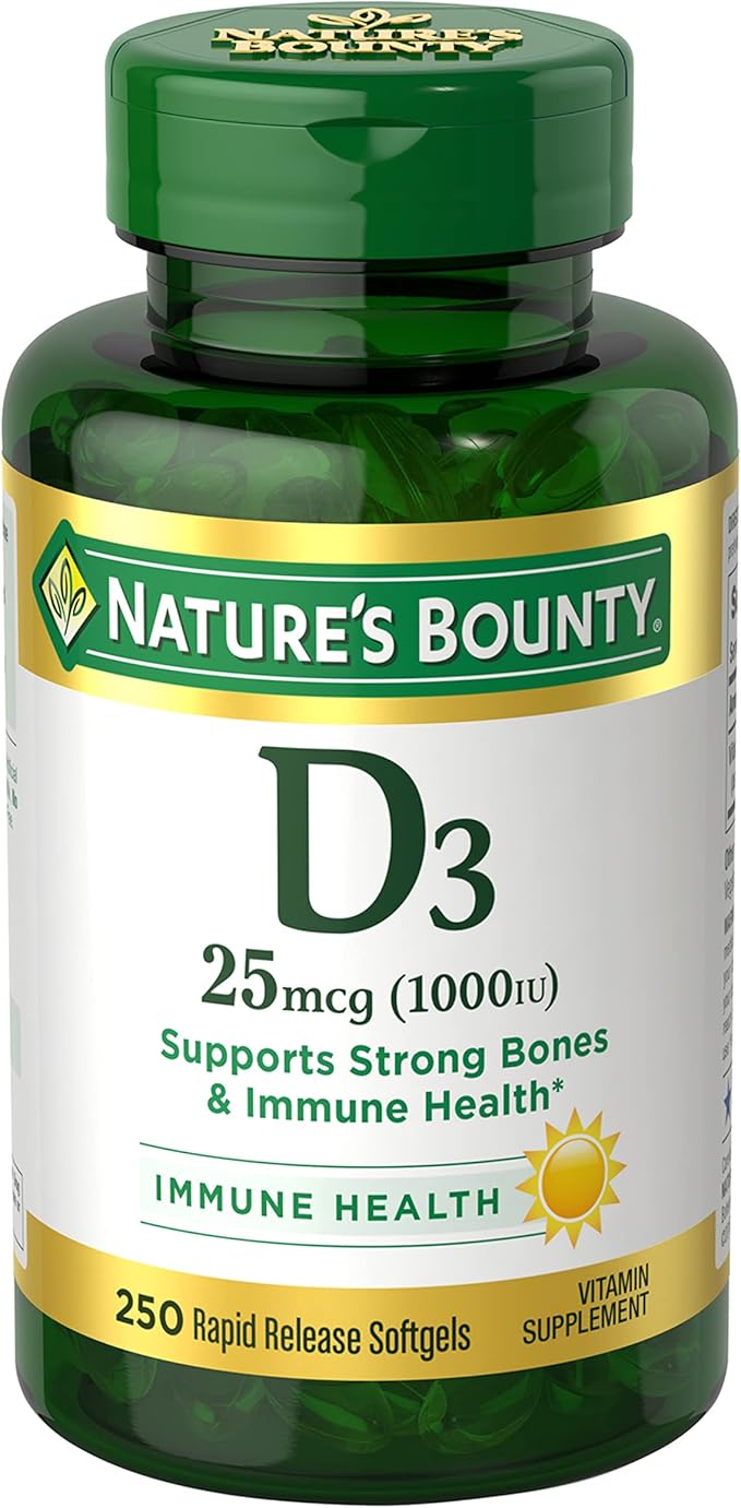 natures bounty 自然之宝 维生素d-1000 iu 快速释放软胶囊250 ea
