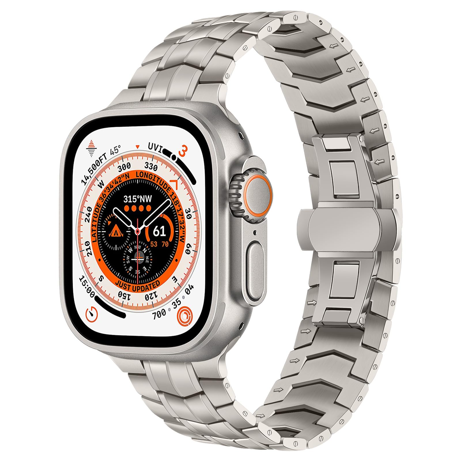 TRUMiRR Titanium Bracelet Replacement Suitable for Apple Watch Ultra 49mm, Titanium Metal Strap Butterfly Buckle Bracelet Suitable for iWatch Ultra 49mm Apple Watch SE (* Second Generation) Series 8 7