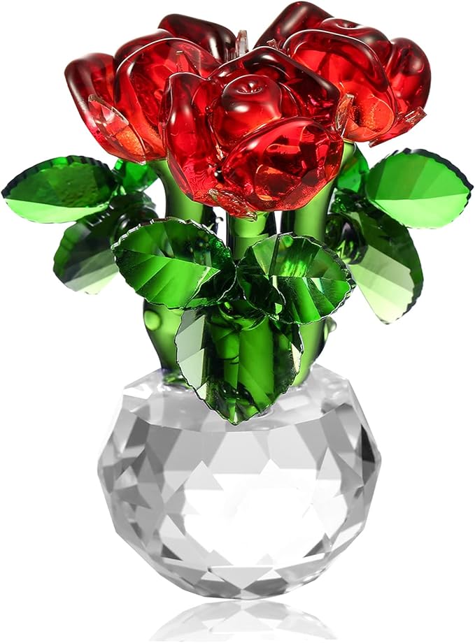 手工制作的水晶玫瑰雕像装饰春花,派对婚礼装饰礼品,情人节圣诞节周年