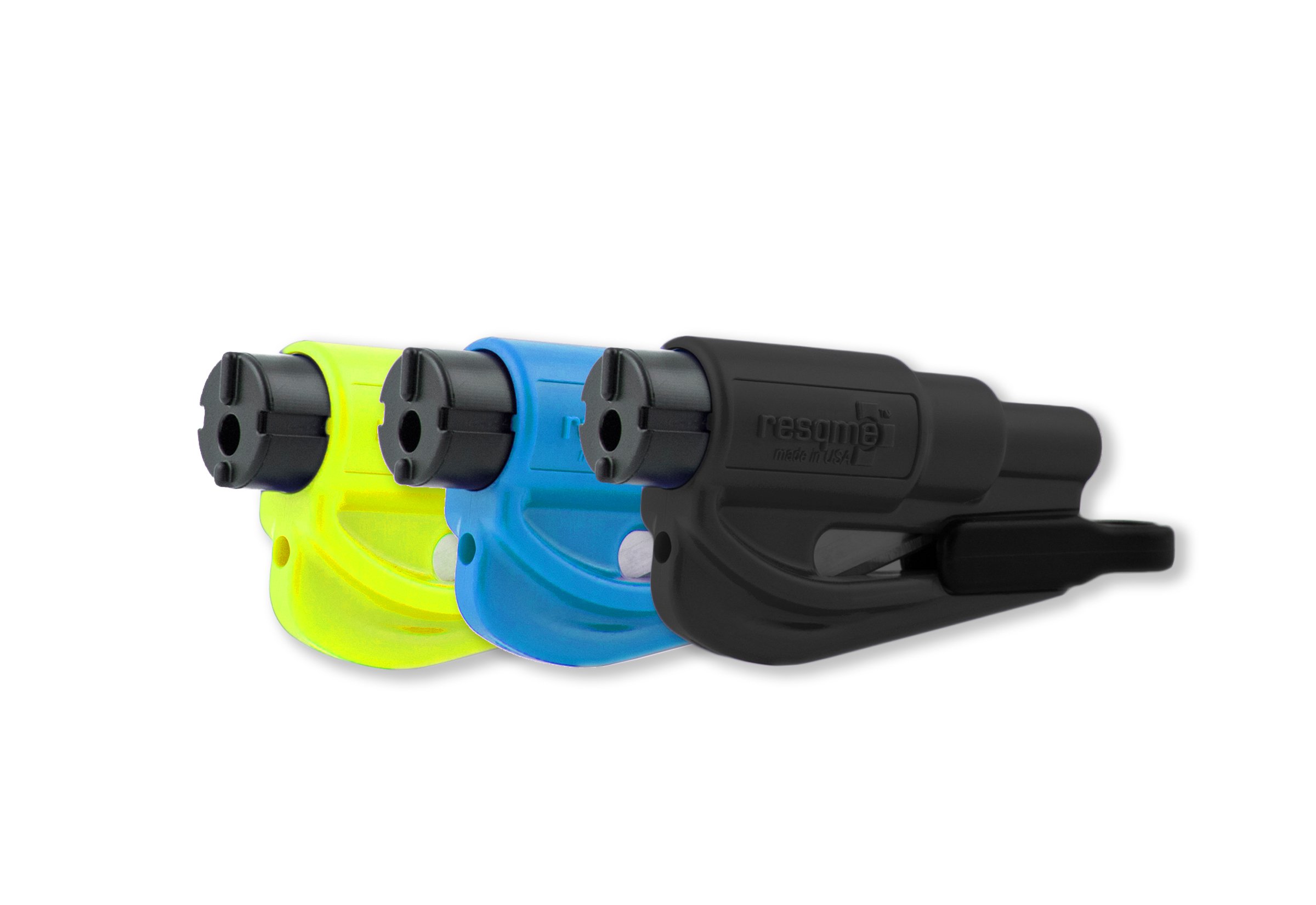 Car emergency escape essential resqme sharp rescue original car emergency escape seat belt cutting blade & window breaker made in the United States Black blue yellow family 3 sets (Amazon import direc