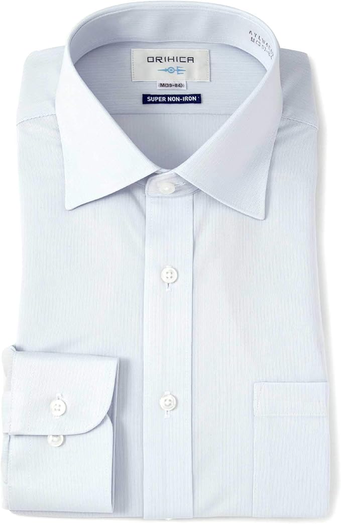 orihica *免烫白下领两钮扣式针织花纹开领衬衫