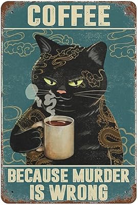 larkverk 黑猫咖啡 because murder is wrong 猫纹身 复古锡制标志