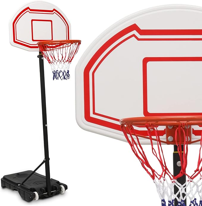 monibloom 便携式篮球框球门 5 英尺 - 7 英尺可调高度支架,带 33