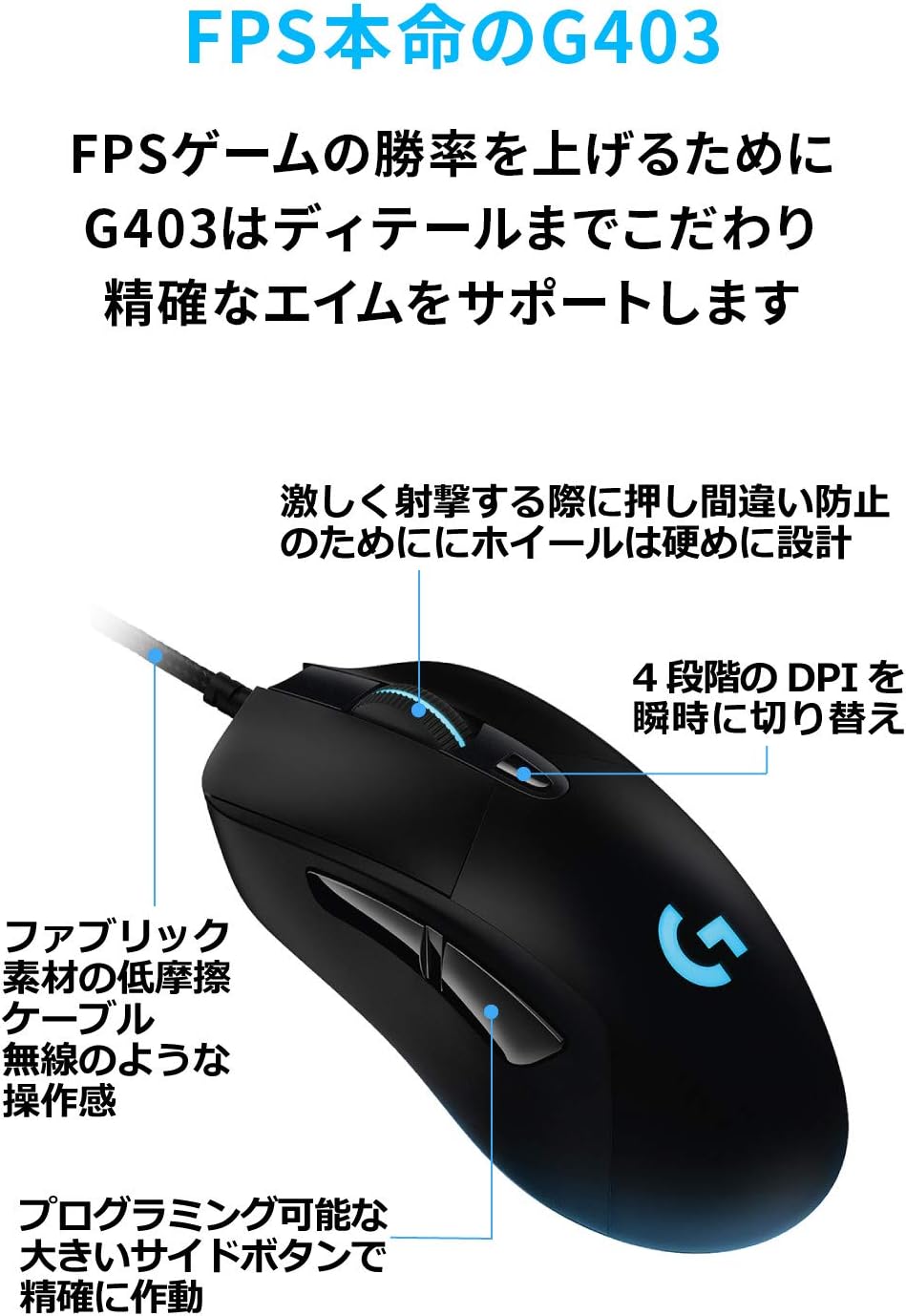 Logicool G ロジクールg Logicool G 罗技g 游戏鼠标有线g403h Hero 25k传感器人体工学lightsync Rgb 6个程序按钮日本 价格报价图片评测多少钱