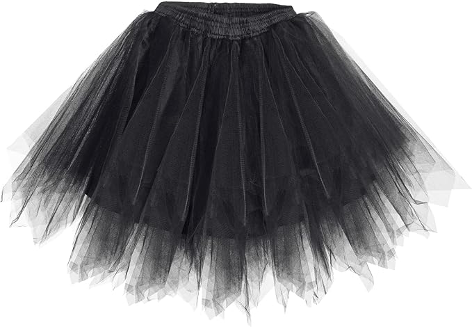 裙蓬蓬裙衬裙成人芭蕾舞泡泡裙复古 50 年代派对圣诞节万圣节服装黑色