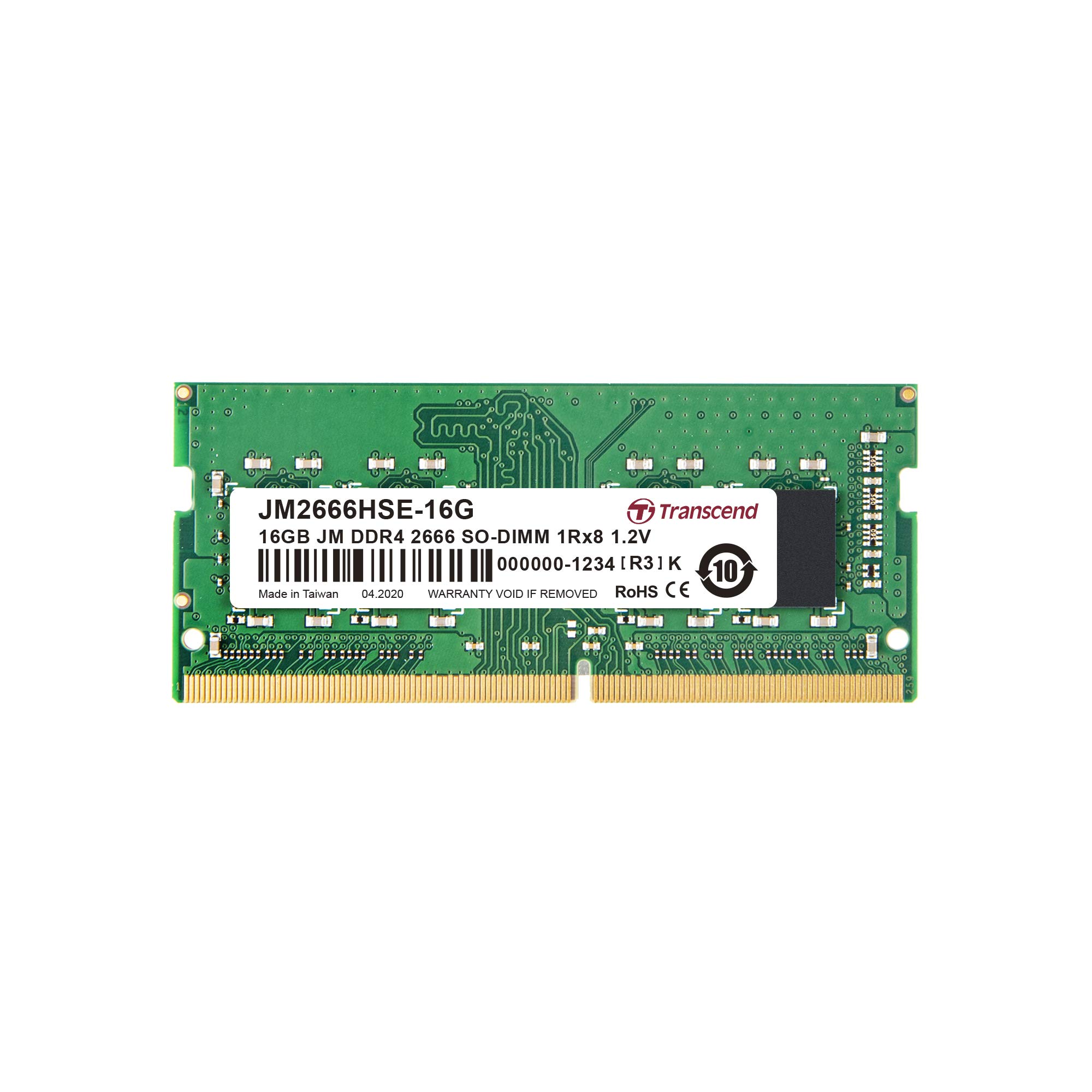 Transcend laptop memory PC4-21300(DDR4-2666) 16GB 1.2V 260pin SO-DIMM 1Rx8 (2Gx8) CL19