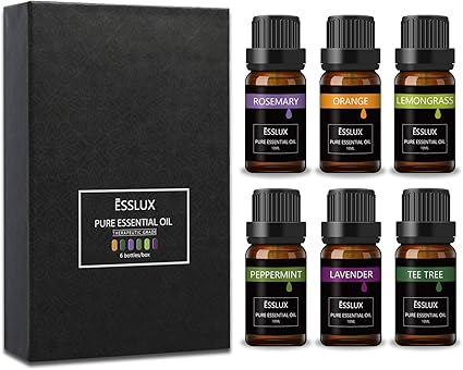 精油套装 Esslux Top 6种香薰精油 适用于扩散器 蜡烛制作和按摩 薰衣草 茶树 橙子 迷迭香 柠檬草 薄荷精油 亚马逊中国 美容化妆