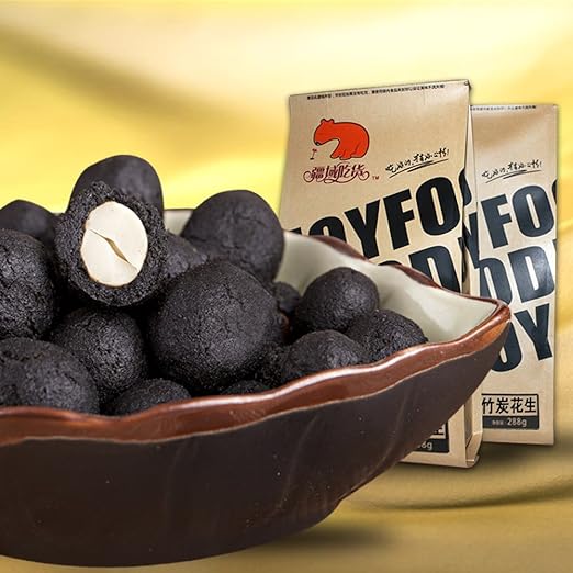 Joyfood 疆域吃货竹炭花生中国台湾进口富硒竹炭花生黑花生米豆精选健康零食休闲坚果炒货238g 亚马逊中国 食品