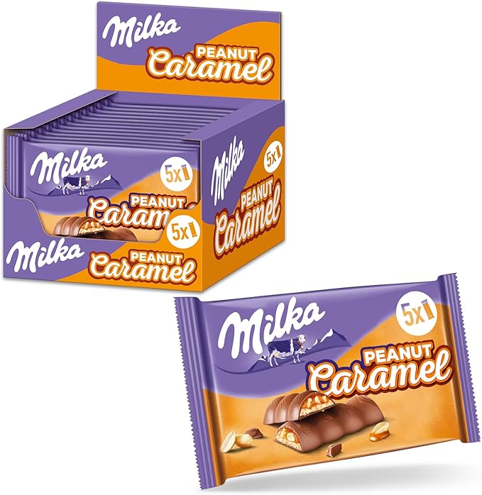 milka peanut caramel 巧克力 花生焦糖口味,5件装/13 x 185g