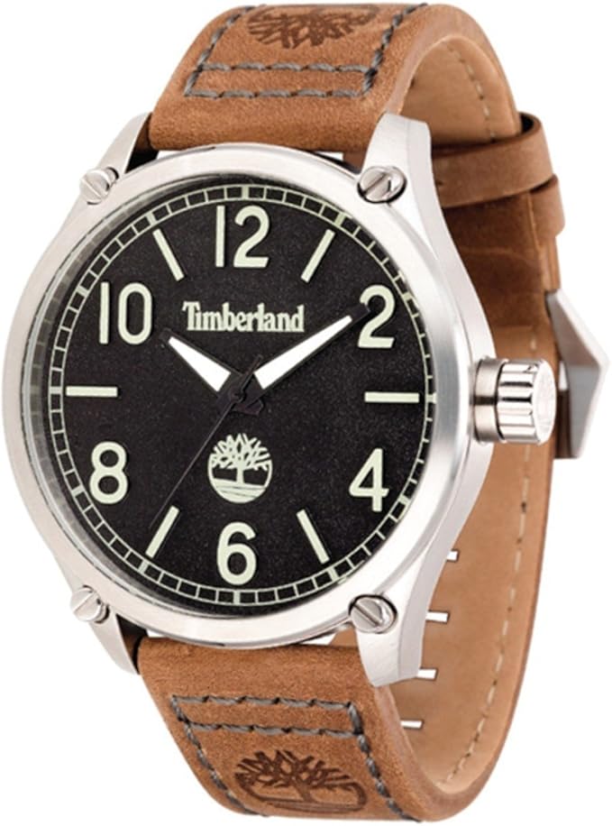 timberland 添柏岚 男士指针式石英手表,带皮革表带4.89515e 12