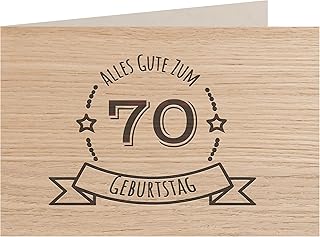 木制贺卡 - 所有生日快乐 70 岁生日 - * 奥地利手工制作 - 明信片