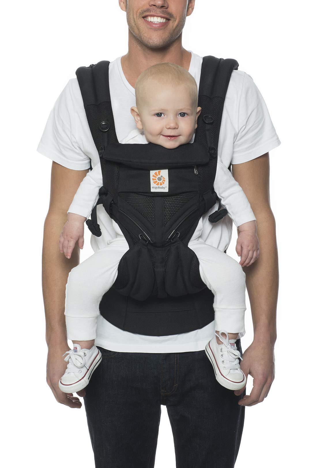 Ergobaby Omni 60 Full position baby carrier with waist support and cool breathable mesh for newborns to toddlers from 7 to 45 pounds (approx.8 to 0.4 kg), agate black