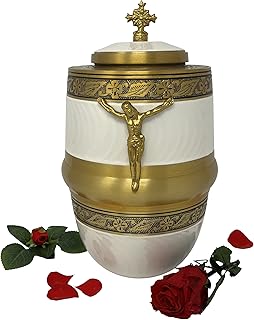 angelangie 葬礼火葬天主教骨灰缸 带有美丽十字架和耶稣基督的人物