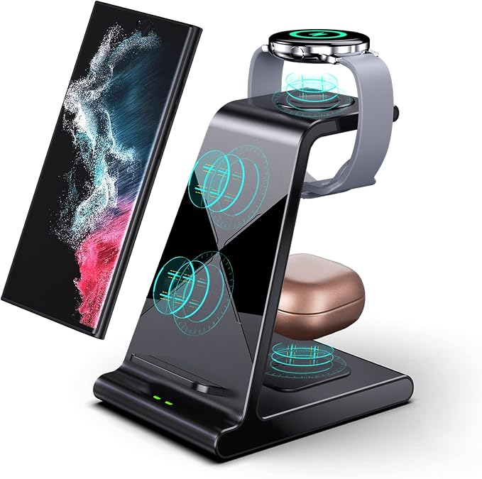 aukvite 三星无线充电器,三合一无线充电站,适用于三星 s23 ultra/s22