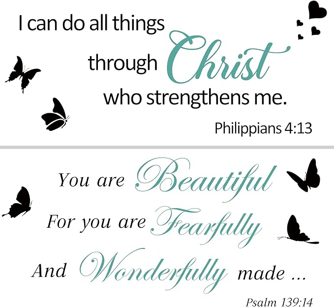 大号圣经经文墙壁贴花基督教经文乙烯基墙壁艺术贴纸上帝励志名言墙贴励志耶稣语录宗教墙壁装饰家庭卧室客厅教堂 亚马逊中国 家居装修