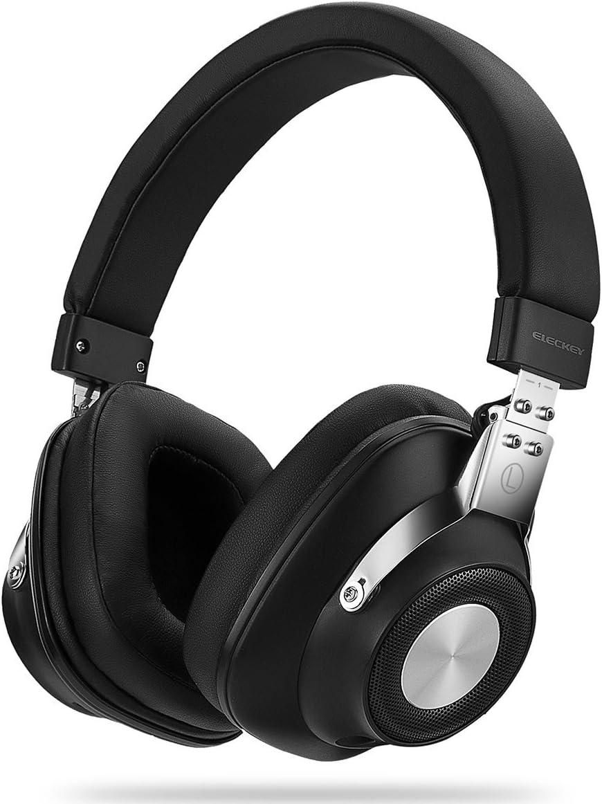 主动降噪耳机带内联麦克风和便携箱,适用于旅行,过耳,有线 - 黑色