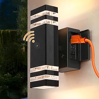 dusk to dawn 户外灯带插座,暖白色 3000k 上下 led 黑色门廊灯带插座