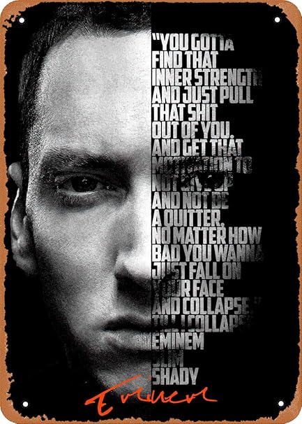 说唱歌手名言eminem Plaque 海报金属锡标志 32cm X 30 48cm 复古复古墙饰 亚马逊中国 家居