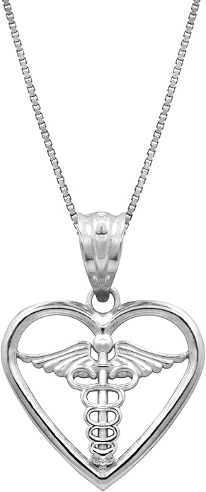 honolulujewelrycompany标准纯银墨丘利节杖项链吊坠带4572厘米盒子链