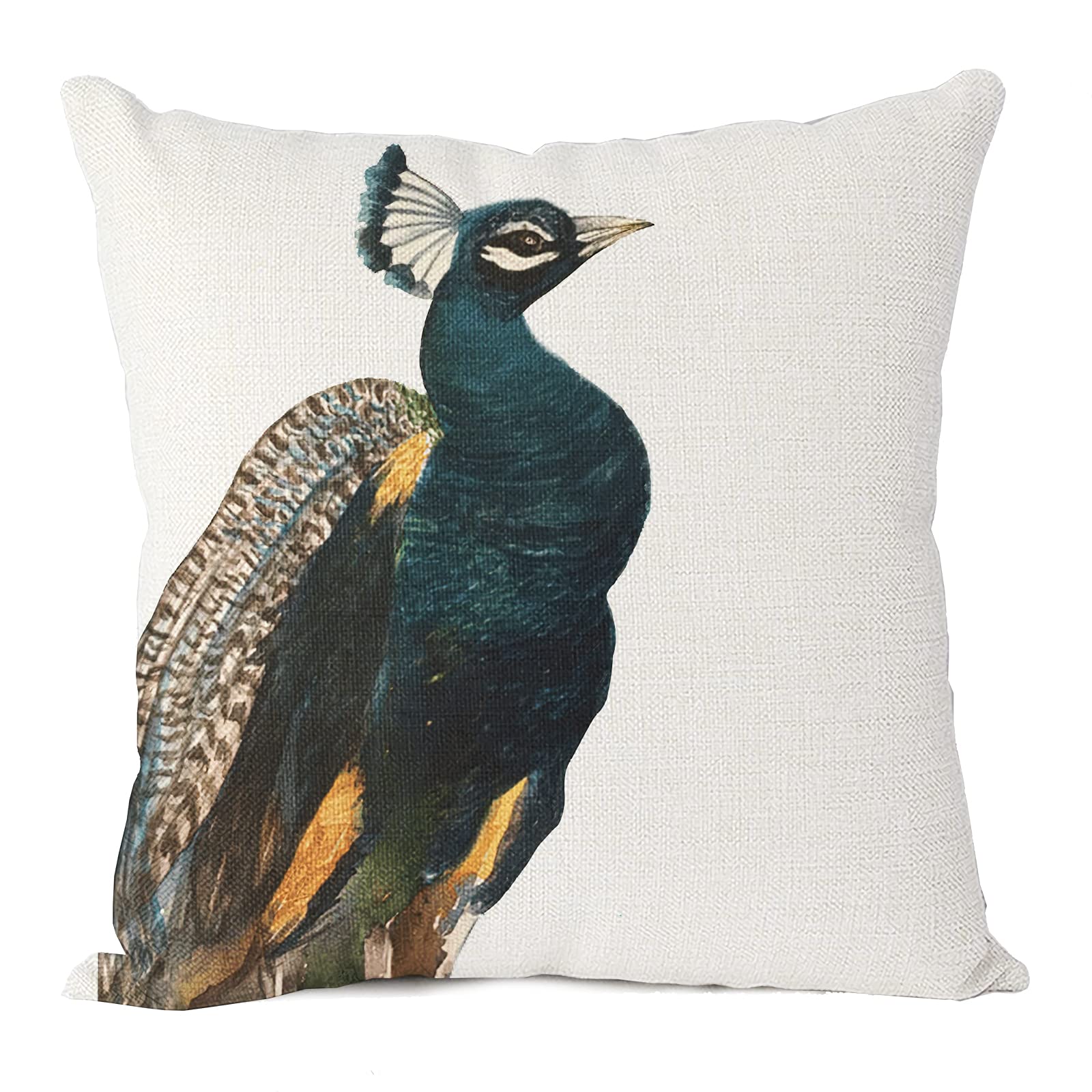 Gearsly Cushion cover Vintage Blue Elegant Colorful peacock Throw pillow cover Home decor pillowcase for men/women living room bedroom sofa chair car 18X18 inches /45X45 cm
