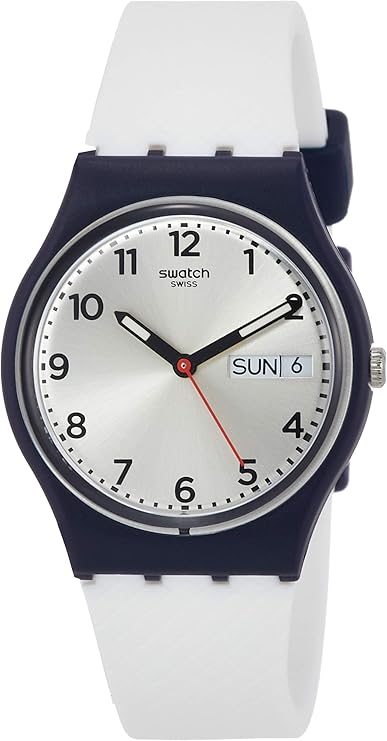 swatch 男式 gn720 模拟显示器石英白色手表