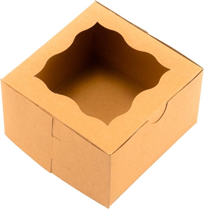 bakeluv 棕色面包盒,带窗口4x4x2.5英寸(约10.1x10.1x6.