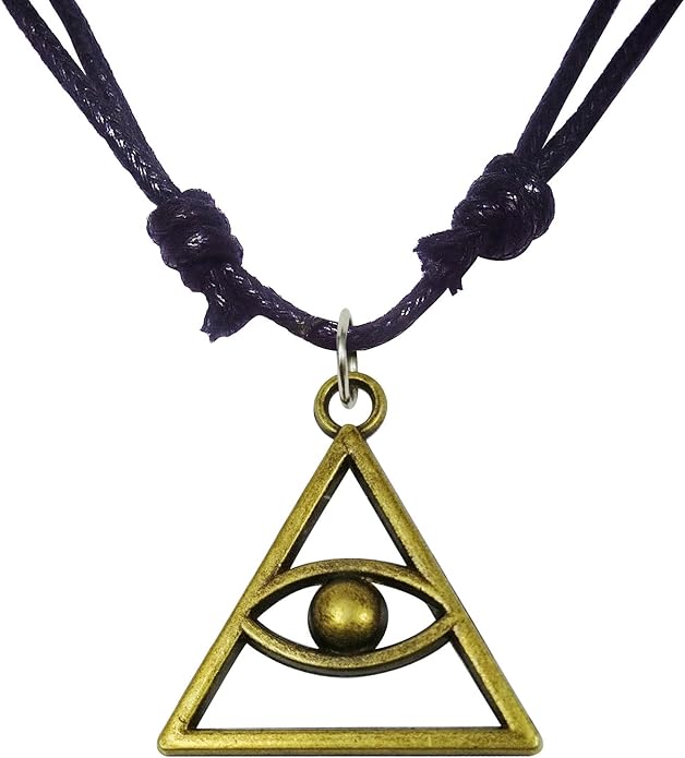 bijoux de ja 古铜色上帝之眼三角形吊坠可调节螺纹项链