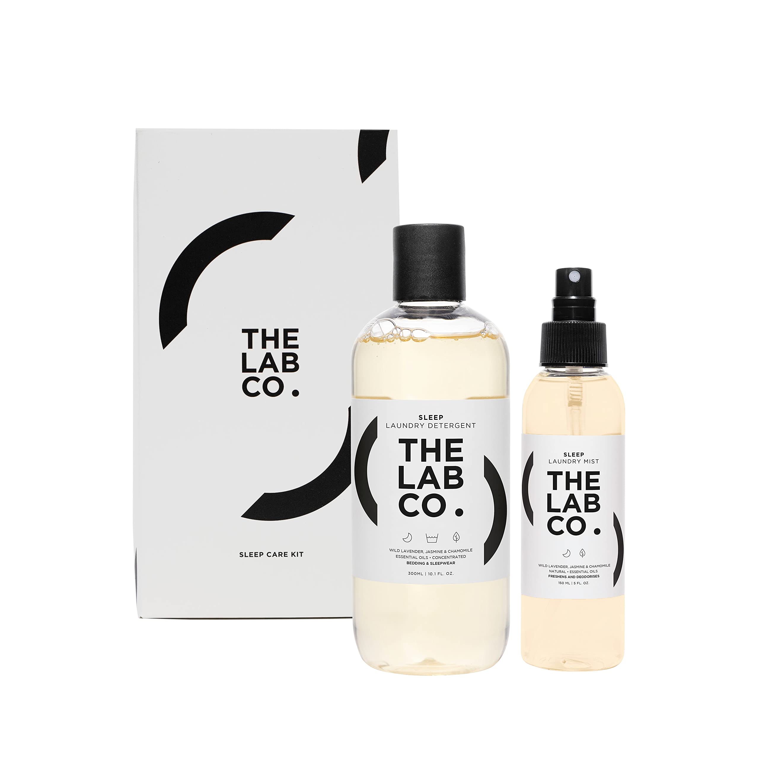 The Lab Co. * Care kit. Non-biological laundry detergent 300ml and fabric * freshener spray 150ml for bedding, pajamas and pillows. Lavender and chamomile.