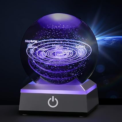 PODOI 3D Solar System Crystal Ball, Birthday Christmas Astronomy Gifts for Kids, Space Lovers Gifts, Gifts for Kids