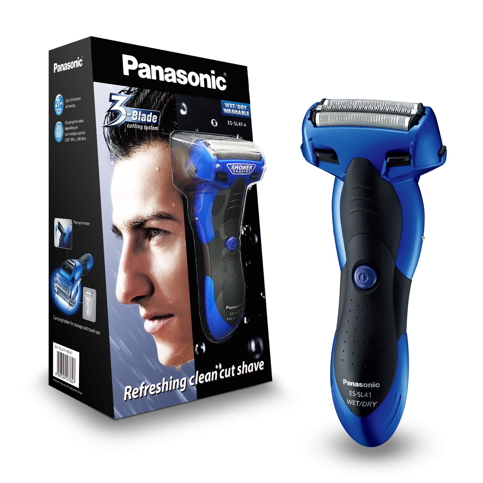 Panasonic ES-SL41 wet-dry electric 3-blade shaver, English 2-pin plug, blue