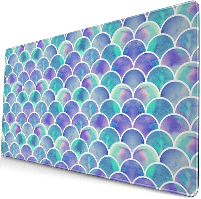 美人鱼尾巴鳞鱼鳞图案游戏鼠标垫桌面鼠标垫大号尺寸 15.8x29.5x0.