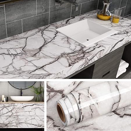 Livelynine 大理石台面即剥即贴乙烯基防水大理石壁纸即剥即贴台面厨房桌台面覆盖纸15 8x78 8 英寸 Livelynine 价格报价图片 亚马逊中国