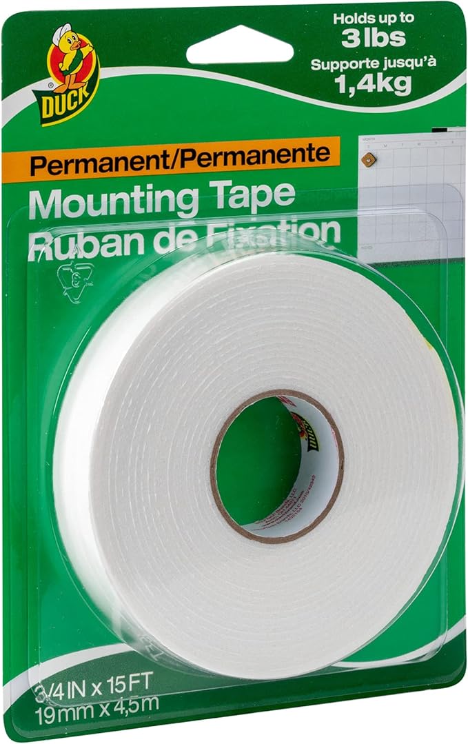 duck brand permanent foam mounting tape, double-sided, 0.