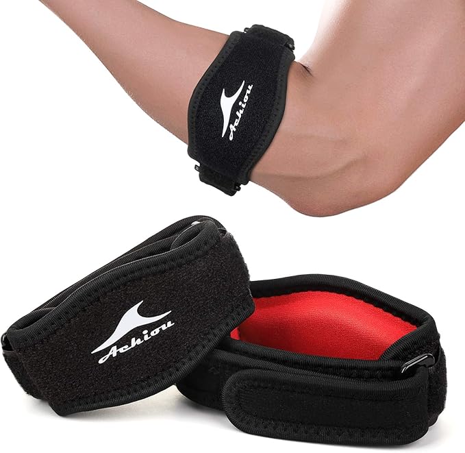 achiou 网球肘部护具(2只装),带压缩垫,可防止高尔夫,挤压,超延伸