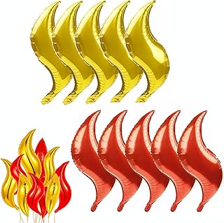 jinyu 10 件假火气球消防员消防车生日派对装饰,火焰气球假篝火适用于