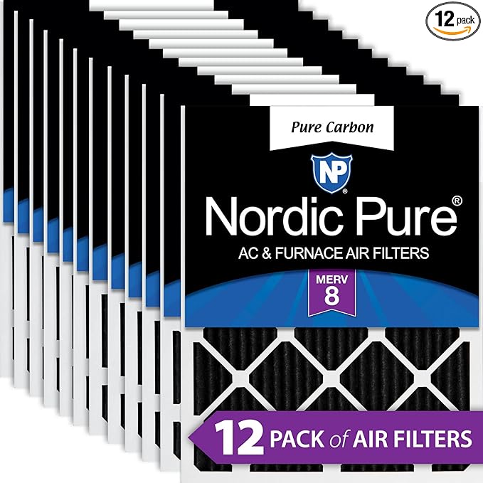 nordic pure pure carbon pleated air filters(12 只装) 12"