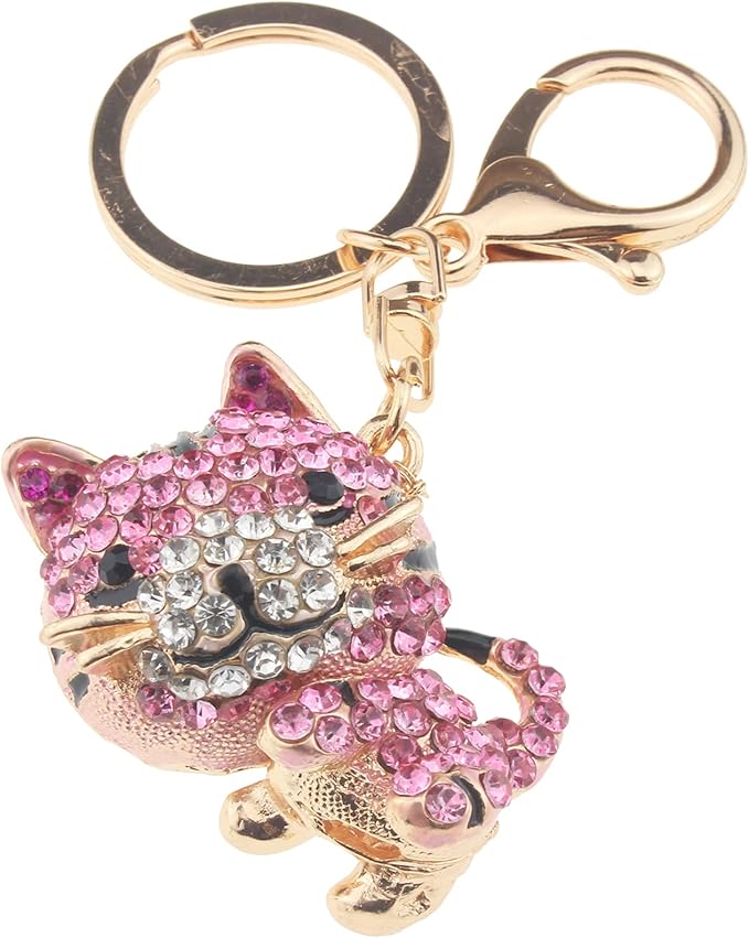 金属钥匙链 - 水钻猫钥匙链 - 包吊坠 - 汽车吊坠钥匙饰品