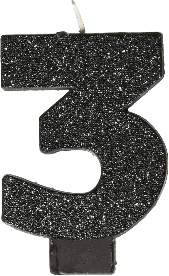 amscan 3 *次生日闪光数字蜡烛儿童派对用品,黑色