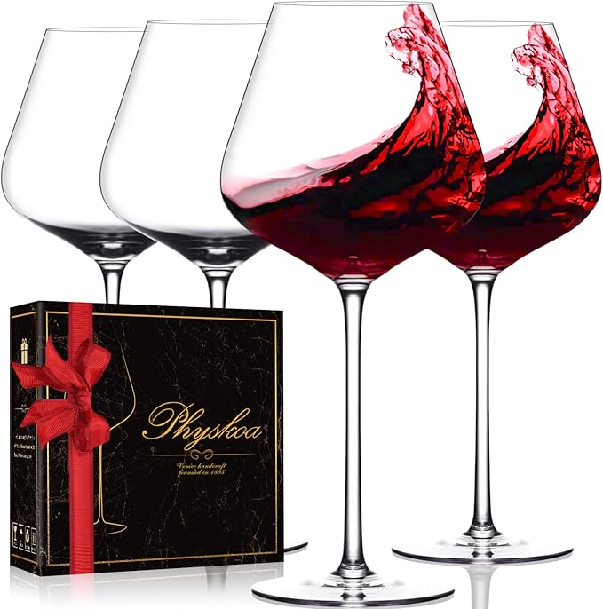 无铅手工吹制玻璃长柄酒杯 4 件套,21 盎司女士葡萄酒礼物,生日