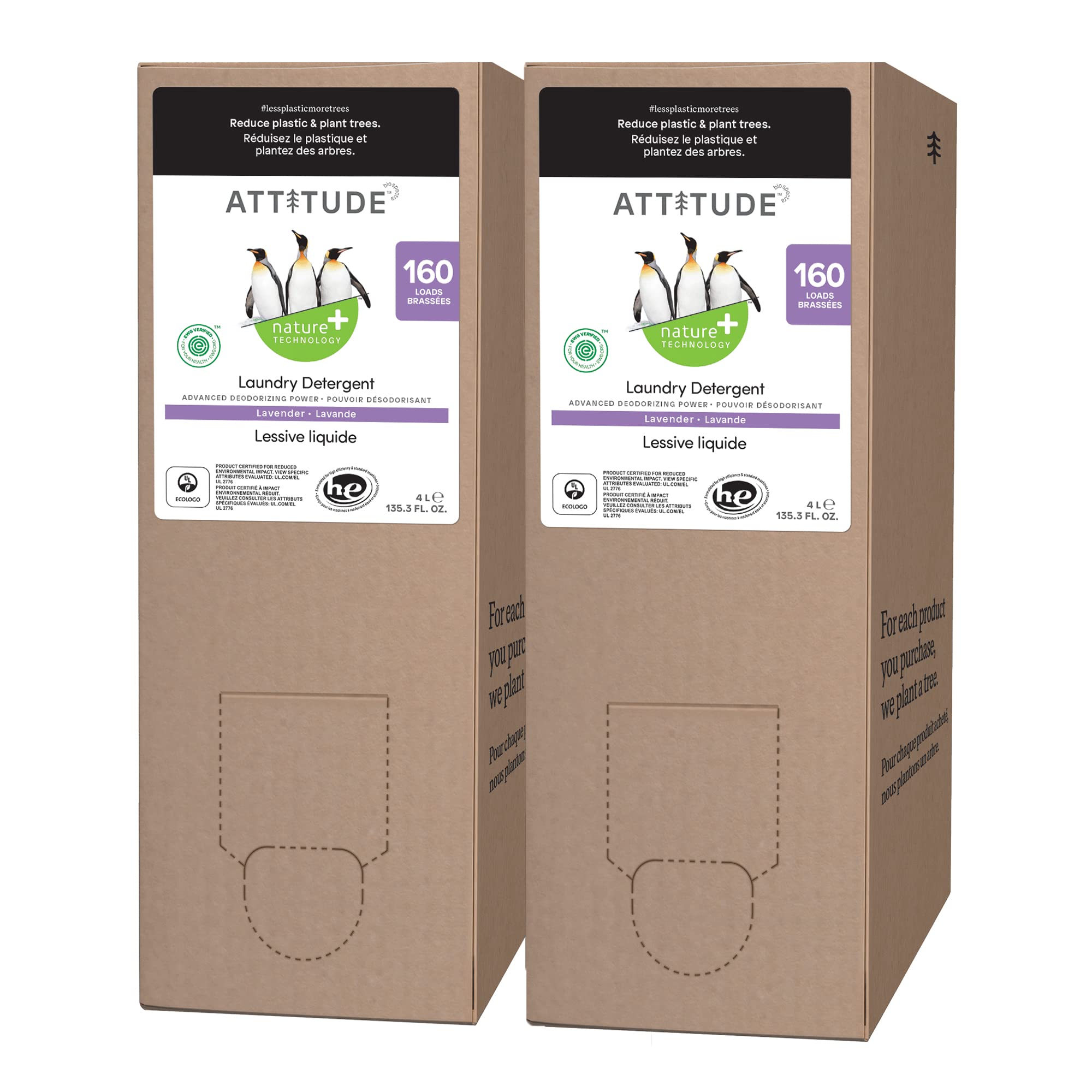 ATTITUDE Laundry Detergent, Plant and Mineral *, Vegetarian and non-irritating washing machine and household items, bulk Refill format, Lavender,60 servings,5.6 fl oz (unit)))