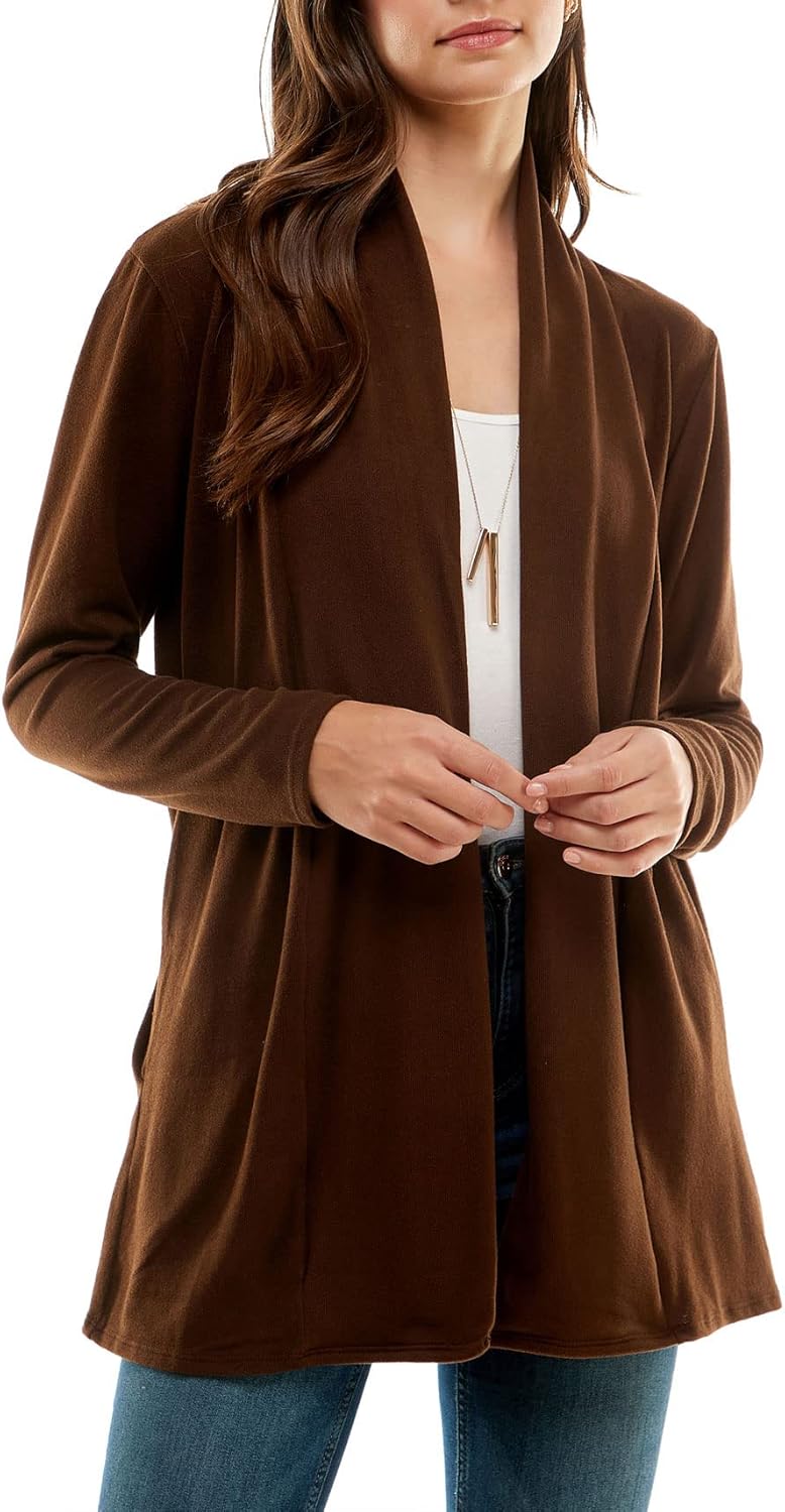 女式休闲轻质前开襟羊毛衫和柔软基本款垂坠长袖毛衣 【mint plus