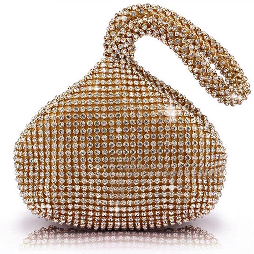 J&G Triangle Rhinestone Ladies Clutch Dinner Bag Party Bag Wedding bag, gold