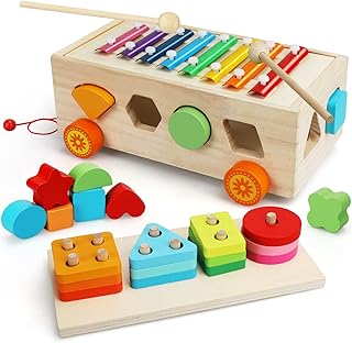 toy life 形状分类器玩具 木琴 适合 1-3 岁儿童,木制分类堆叠玩具