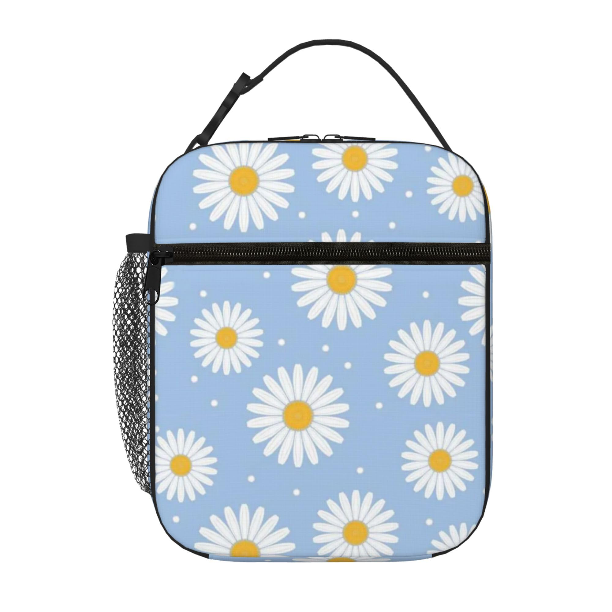 TinZroly reusable insulated lunch bag for men and women, large capacity portable lunch bag for work, picnic and refrigerated insulated travel (Little Daisy)
