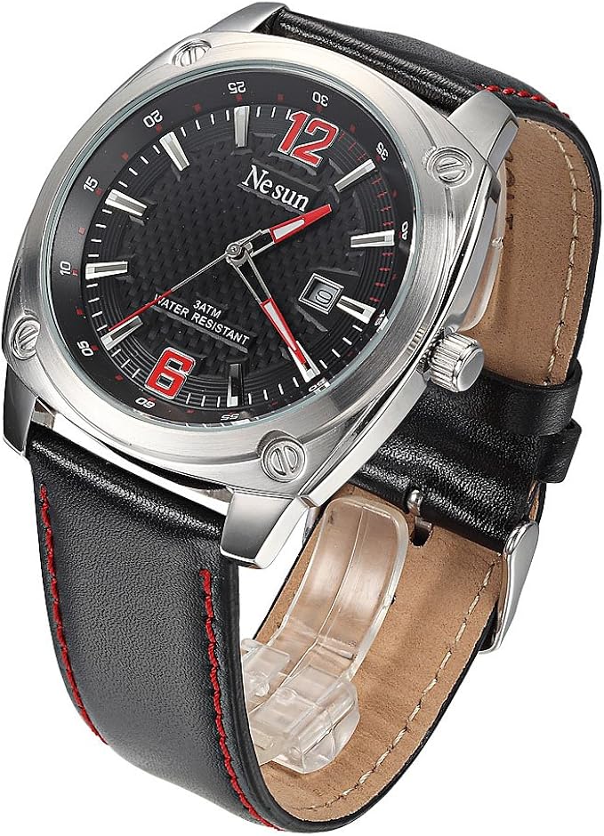 nesun 尼尚 正品手表 男士时尚复古腕表 数字条钉 防水石英男士手表mn