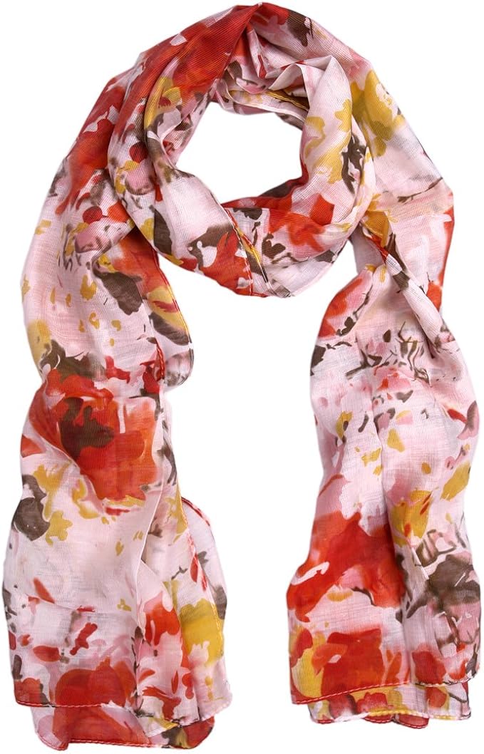 优雅水彩颜料花卉围巾 - 多种颜色可选